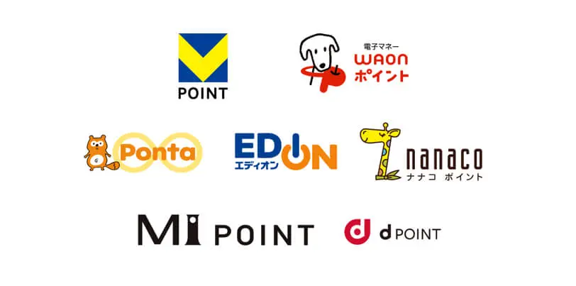 dポイントやナナコポイント、WAONポイントなどの提携ポイント